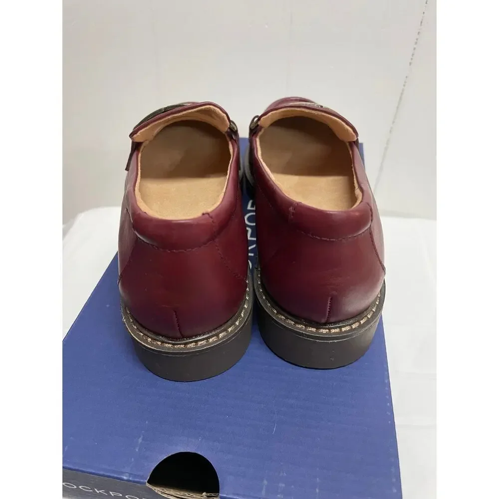Rockport Women's Kacey Chain Loafer Tawny Leather Slip On Shoes Burgundy US 5M